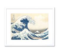 Artery8 Wall Art Print Hokusai Great Wave Off-Kanagawa Framed in White | Size: W7" x H9" Artery8 White W7" x H9"