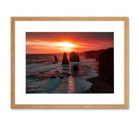 Artery8 Wall Art Print Holthausen Twelve Apostles Sunset Australia Framed in Beige | Size: W7" x H9" Artery8 Beige W7" x H9"