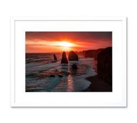 Artery8 Wall Art Print Holthausen Twelve Apostles Sunset Australia Framed in White | Size: W7" x H9" Artery8 White W7" x H9"
