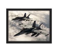 Artery8 Wall Art Print Hook Military USA USAF F-18 Hornet Jet Fighters Photo Large Framed Wall Décor Art in Black | Size: W18" x H24" Artery8 Black W18" x H24"