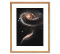 Artery8 Wall Art Print Hubble Space Astronomy 21st Anniversary A Rose Made Of Interacting Galaxies Arp 273 Cosmic Flower Formation UGC 1810 & UGC Artery8 Beige W7" x H9"