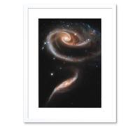 Artery8 Wall Art Print Hubble Space Astronomy 21st Anniversary A Rose Made Of Interacting Galaxies Arp 273 Cosmic Flower Formation UGC 1810 & UGC Artery8 White W7" x H9"