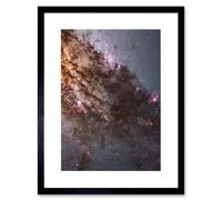 Artery8 Wall Art Print Hubble Space Astronomy Active Galaxy Centaurus A Galactic Nucleus Stellar Birth In Elliptical Disk Gas Dust w/ Supermassive Artery8 Black W7" x H9"