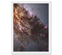 Artery8 Wall Art Print Hubble Space Astronomy Active Galaxy Centaurus A Galactic Nucleus Stellar Birth In Elliptical Disk Gas Dust w/ Supermassive Artery8 White W12" x H16"