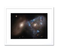 Artery8 Wall Art Print Hubble Space Astronomy ARP 143 Cosmic Battle In A Spectacular Collision Between Two Galaxies The Blue Star-Forming Spiral NGC Artery8 White W7" x H9"