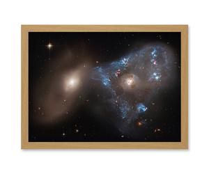 Artery8 Wall Art Print Hubble Space Astronomy ARP 143 Cosmic Battle In A Spectacular Collision Between Two Galaxies The Blue Star-Forming Spiral NGC Artery8 Beige A4