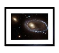 Artery8 Wall Art Print Hubble Space Astronomy Blue Star Cluster Ring Yellow Nucleus Galaxy AM 0644-741 Collision Gravitational Shock Structure Star Artery8 Black W7" x H9"
