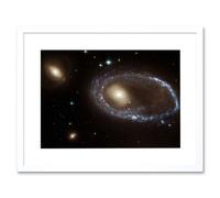 Artery8 Wall Art Print Hubble Space Astronomy Blue Star Cluster Ring Yellow Nucleus Galaxy AM 0644-741 Collision Gravitational Shock Structure Star Artery8 White W7" x H9"