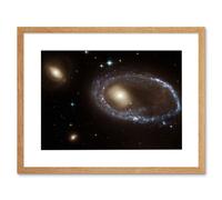 Artery8 Wall Art Print Hubble Space Astronomy Blue Star Cluster Ring Yellow Nucleus Galaxy AM 0644-741 Collision Gravitational Shock Structure Star Artery8 Beige W7" x H9"