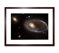 Artery8 Wall Art Print Hubble Space Astronomy Blue Star Cluster Ring Yellow Nucleus Galaxy AM 0644-741 Collision Gravitational Shock Structure Star Artery8 Brown W7" x H9"
