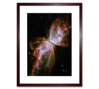 Artery8 Wall Art Print Hubble Space Astronomy Celestial Butterfly Emerges From Stellar Demise In Planetary Nebula NGC 6302 Red Glow Dying Star In Artery8 Brown W7" x H9"