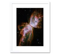 Artery8 Wall Art Print Hubble Space Astronomy Celestial Butterfly Emerges From Stellar Demise In Planetary Nebula NGC 6302 Red Glow Dying Star In Artery8 White W7" x H9"