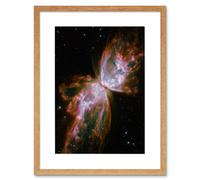 Artery8 Wall Art Print Hubble Space Astronomy Celestial Butterfly Emerges From Stellar Demise In Planetary Nebula NGC 6302 Red Glow Dying Star In Artery8 Beige W7" x H9"