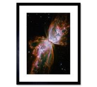 Artery8 Wall Art Print Hubble Space Astronomy Celestial Butterfly Emerges From Stellar Demise In Planetary Nebula NGC 6302 Red Glow Dying Star In Artery8 Black W7" x H9"