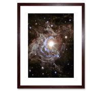 Artery8 Wall Art Print Hubble Space Astronomy Cepheid Variable Super Star RS Puppis Light Echo Phenomenon Bright Flashes In Nebula Artwork Framed 9X7 Artery8 Brown W7" x H9"