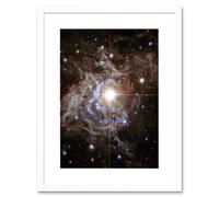 Artery8 Wall Art Print Hubble Space Astronomy Cepheid Variable Super Star RS Puppis Light Echo Phenomenon Bright Flashes In Nebula Artwork Framed 9X7 Artery8 White W7" x H9"
