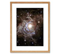 Artery8 Wall Art Print Hubble Space Astronomy Cepheid Variable Super Star RS Puppis Light Echo Phenomenon Bright Flashes In Nebula Artwork Framed 9X7 Artery8 Beige W7" x H9"