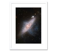 Artery8 Wall Art Print Hubble Space Astronomy Chance Alignment Between Galaxies Mimics A Cosmic Collision NGC 3314 Overlapping Galaxy Angle Artwork Artery8 White W7" x H9"