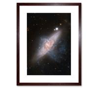 Artery8 Wall Art Print Hubble Space Astronomy Chance Alignment Between Galaxies Mimics A Cosmic Collision NGC 3314 Overlapping Galaxy Angle Artwork Artery8 Brown W7" x H9"