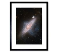 Artery8 Wall Art Print Hubble Space Astronomy Chance Alignment Between Galaxies Mimics A Cosmic Collision NGC 3314 Overlapping Galaxy Angle Artwork Artery8 Black W7" x H9"