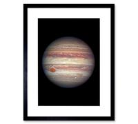 Artery8 Wall Art Print Hubble Space Astronomy Close-Up Portrait Of Jupiter Largest Planet Solar System Great Red Spot Anticyclone & Colourful Artery8 Black W7" x H9"