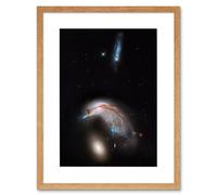 Artery8 Wall Art Print Hubble Space Astronomy Colliding Galaxy Pair ARP 142 Spiral NGC 2936 Interacting w/ Elliptical NGC 2937 Artwork Framed 9X7 Artery8 Beige W7" x H9"