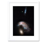 Artery8 Wall Art Print Hubble Space Astronomy Colliding Galaxy Pair ARP 142 Spiral NGC 2936 Interacting w/ Elliptical NGC 2937 Artwork Framed 9X7 Artery8 White W7" x H9"