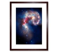 Artery8 Wall Art Print Hubble Space Astronomy Colourful Antennae Galaxies Galactic Spectacle Colliding Pair Mosaic Composite w/ Chandra X-Ray Artery8 Brown W7" x H9"