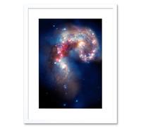 Artery8 Wall Art Print Hubble Space Astronomy Colourful Antennae Galaxies Galactic Spectacle Colliding Pair Mosaic Composite w/ Chandra X-Ray Artery8 White W7" x H9"