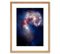 Artery8 Wall Art Print Hubble Space Astronomy Colourful Antennae Galaxies Galactic Spectacle Colliding Pair Mosaic Composite w/ Chandra X-Ray Artery8 Beige W7" x H9"