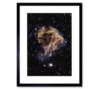 Artery8 Wall Art Print Hubble Space Astronomy Colourful Sheets Of Debris From The Stellar Explosion Of N 49 DEM L 190 Supernova Remnant Artwork Artery8 Black W7" x H9"