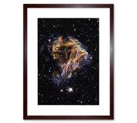 Artery8 Wall Art Print Hubble Space Astronomy Colourful Sheets Of Debris From The Stellar Explosion Of N 49 DEM L 190 Supernova Remnant Artwork Artery8 Brown W7" x H9"