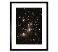 Artery8 Wall Art Print Hubble Space Astronomy Frontier Field Abell 2744 Deep Picture Of Pandora's Galaxy Cluster Evolution After Big Bang Artwork Artery8 Black W7" x H9"