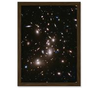 Artery8 Wall Art Print Hubble Space Astronomy Frontier Field Abell 2744 Deep Picture Of Pandora's Galaxy Cluster Evolution After Big Bang Art Framed Artery8 Brown A4