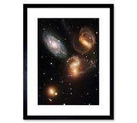 Artery8 Wall Art Print Hubble Space Astronomy Galactic Wreckage In Stephan's Quintet Clash Of Galaxies Stellar Observations In The Hickson Compact Artery8 Black W7" x H9"