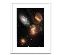 Artery8 Wall Art Print Hubble Space Astronomy Galactic Wreckage In Stephan's Quintet Clash Of Galaxies Stellar Observations In The Hickson Compact Artery8 White W7" x H9"