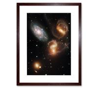 Artery8 Wall Art Print Hubble Space Astronomy Galactic Wreckage In Stephan's Quintet Clash Of Galaxies Stellar Observations In The Hickson Compact Artery8 Brown W7" x H9"
