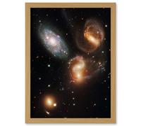 Artery8 Wall Art Print Hubble Space Astronomy Galactic Wreckage In Stephan's Quintet Clash Of Galaxies Stellar Observations In The Hickson Compact Artery8 Beige A4