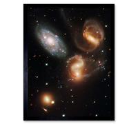 Artery8 Wall Art Print Hubble Space Astronomy Galactic Wreckage In Stephan's Quintet Clash Of Galaxies Stellar Observations In The Hickson Compact Artery8 Black W12" x H16"