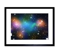 Artery8 Wall Art Print Hubble Space Astronomy Galaxy Cluster Abell 520 HST-CFHT-CXO Colourful Galaxies Dark Matter Hot Gas Caused Intergalactic Artery8 Black W7" x H9"