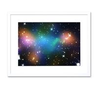 Artery8 Wall Art Print Hubble Space Astronomy Galaxy Cluster Abell 520 HST-CFHT-CXO Colourful Galaxies Dark Matter Hot Gas Caused Intergalactic Artery8 White W7" x H9"