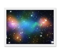 Artery8 Wall Art Print Hubble Space Astronomy Galaxy Cluster Abell 520 HST-CFHT-CXO Colourful Galaxies Dark Matter Hot Gas Caused Intergalactic Artery8 White W12" x H16"