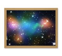 Artery8 Wall Art Print Hubble Space Astronomy Galaxy Cluster Abell 520 HST-CFHT-CXO Colourful Galaxies Dark Matter Hot Gas Caused Intergalactic Artery8 Beige A4