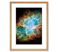 Artery8 Wall Art Print Hubble Space Astronomy Giant Mosaic Of Crab Nebula Six Light Year Wide Expanding Remnant Of Supernova Star Explosion & Neutron Artery8 Beige W7" x H9"