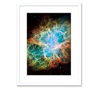 Artery8 Wall Art Print Hubble Space Astronomy Giant Mosaic Of Crab Nebula Six Light Year Wide Expanding Remnant Of Supernova Star Explosion & Neutron Artery8 White W7" x H9"