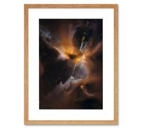 Artery8 Wall Art Print Hubble Space Astronomy Herbig-Haro Jet HH 24 Celestial Lightsaber In Milky Way Dust & Gas Clouds Birth Star Artwork Framed 9X7 Artery8 Beige W7" x H9"