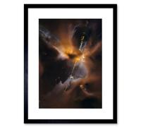 Artery8 Wall Art Print Hubble Space Astronomy Herbig-Haro Jet HH 24 Celestial Lightsaber In Milky Way Dust & Gas Clouds Birth Star Artwork Framed 9X7 Artery8 Black W7" x H9"