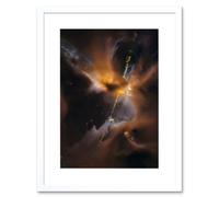 Artery8 Wall Art Print Hubble Space Astronomy Herbig-Haro Jet HH 24 Celestial Lightsaber In Milky Way Dust & Gas Clouds Birth Star Artwork Framed 9X7 Artery8 White W7" x H9"