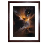 Artery8 Wall Art Print Hubble Space Astronomy Herbig-Haro Jet HH 24 Celestial Lightsaber In Milky Way Dust & Gas Clouds Birth Star Artwork Framed 9X7 Artery8 Brown W7" x H9"