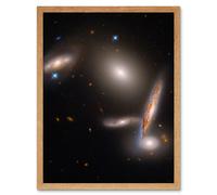 Artery8 Wall Art Print Hubble Space Astronomy Hickson Compact Group 40 A Cosmic Gravitational Dance Between Five Galaxies Isolated Spiral Elliptical Artery8 Beige W12" x H16"